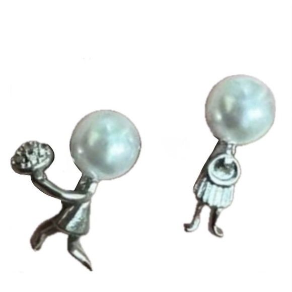 “Marry Me” Boy Flowers Girl Dress Silver Figures Pearl Heads Mismatch Tiny Studs - Picture 10 of 14